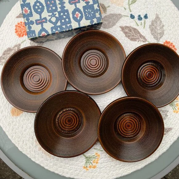 Vtg Japanese Tea Saucer Trinket Appetizer 5pc Set - Picture 2 of 9